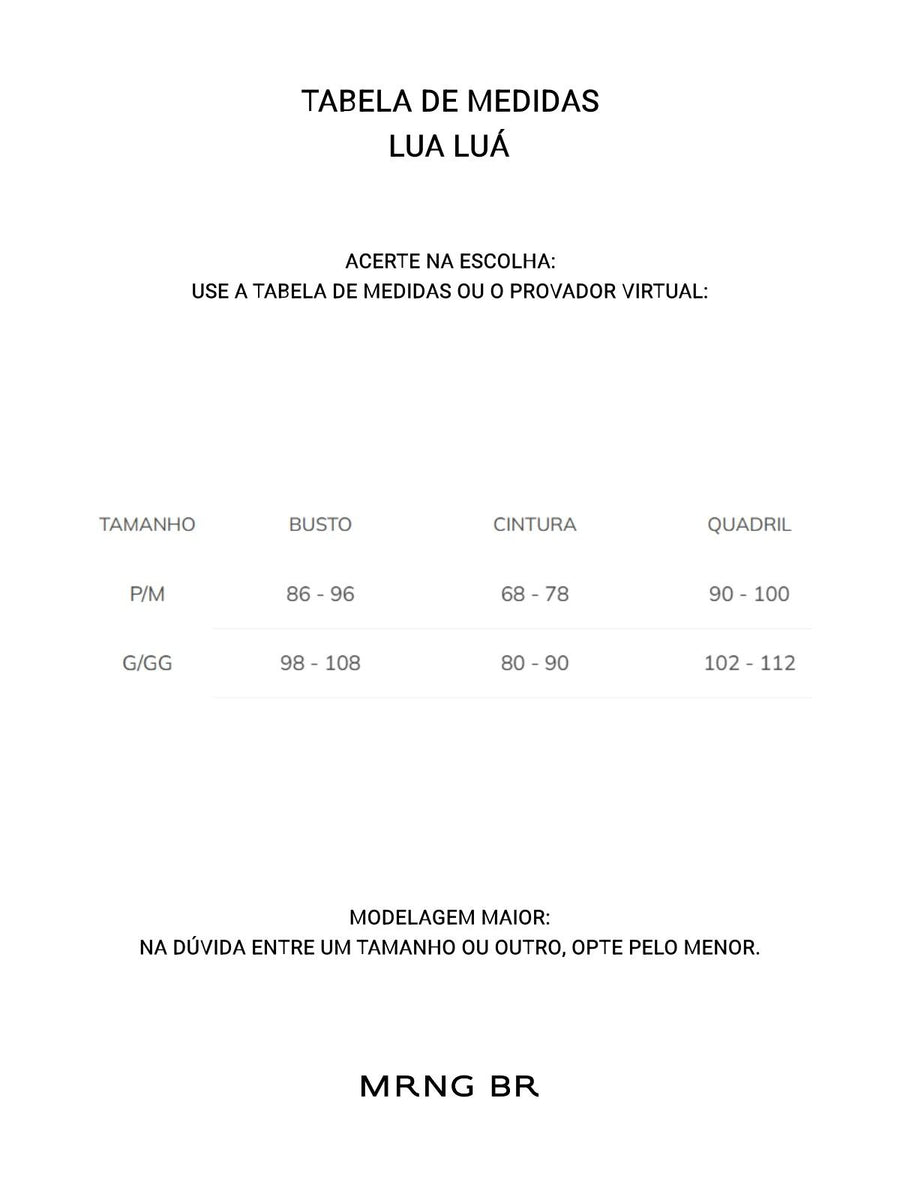 Tabela de medidas