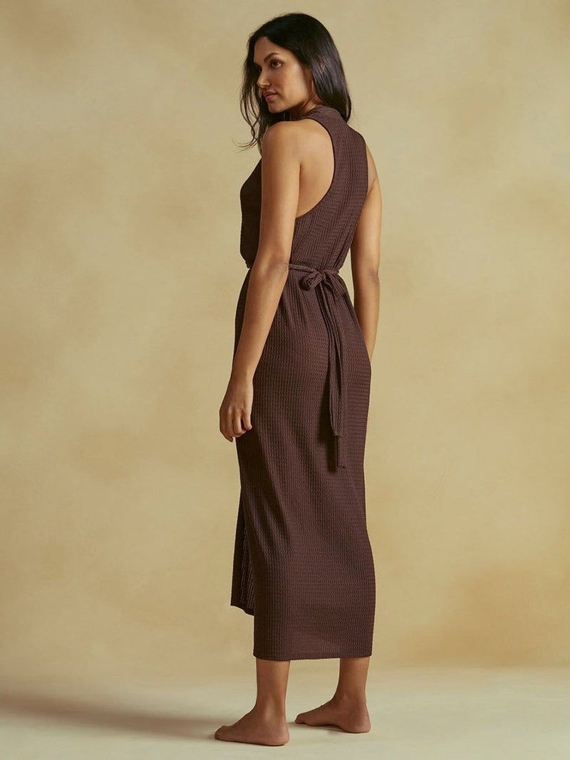 vestido midi decotado coffee 19357 cia marítima