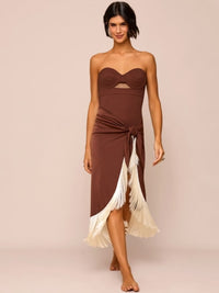 maiô e saia marrom luzon 1941 mos beachwear