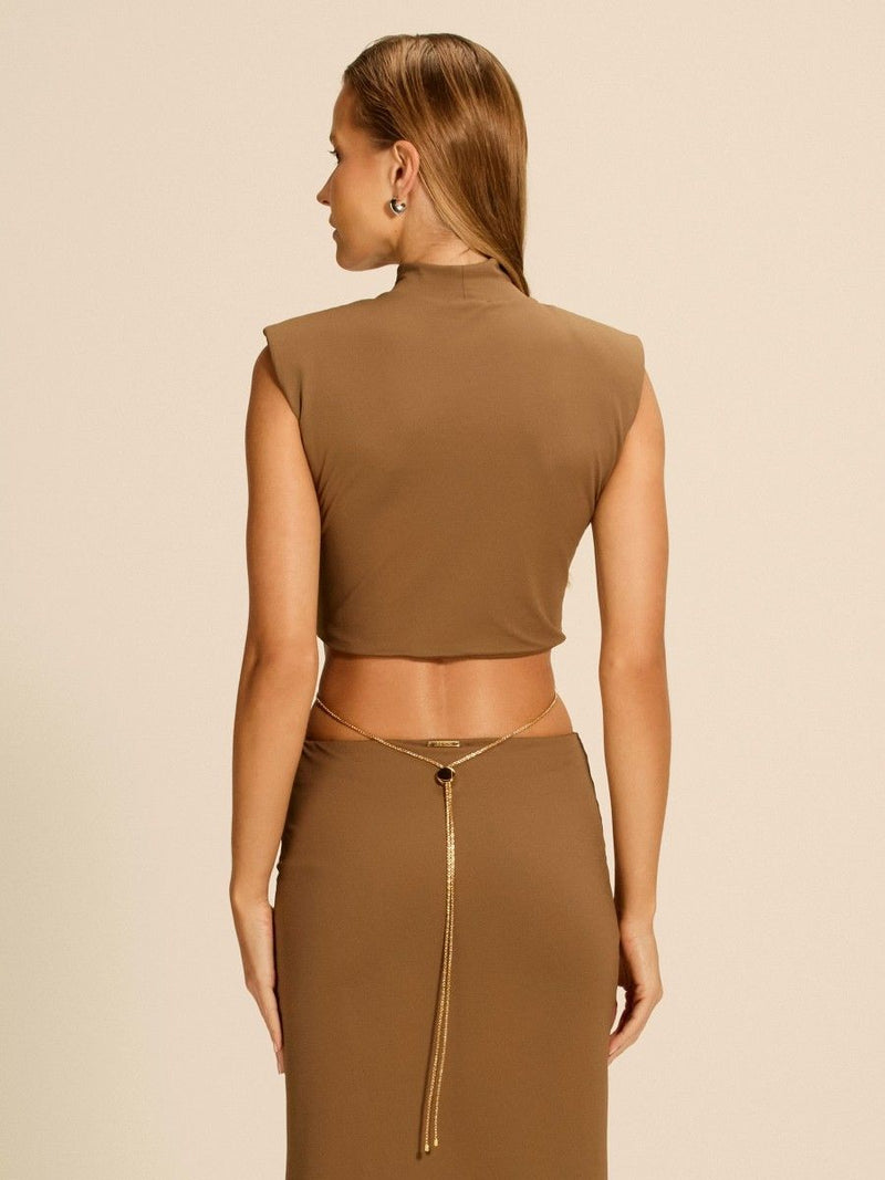 blusa cropped mascavo may 18150 la sirène