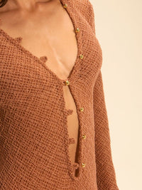 vestido longo crochet bronze petra 17941 la sirene