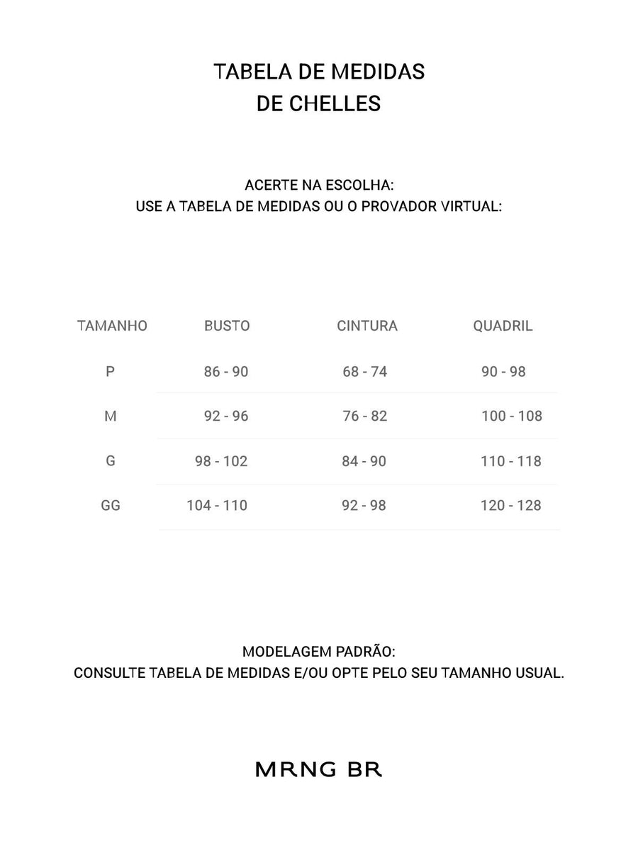 Tabela de medidas