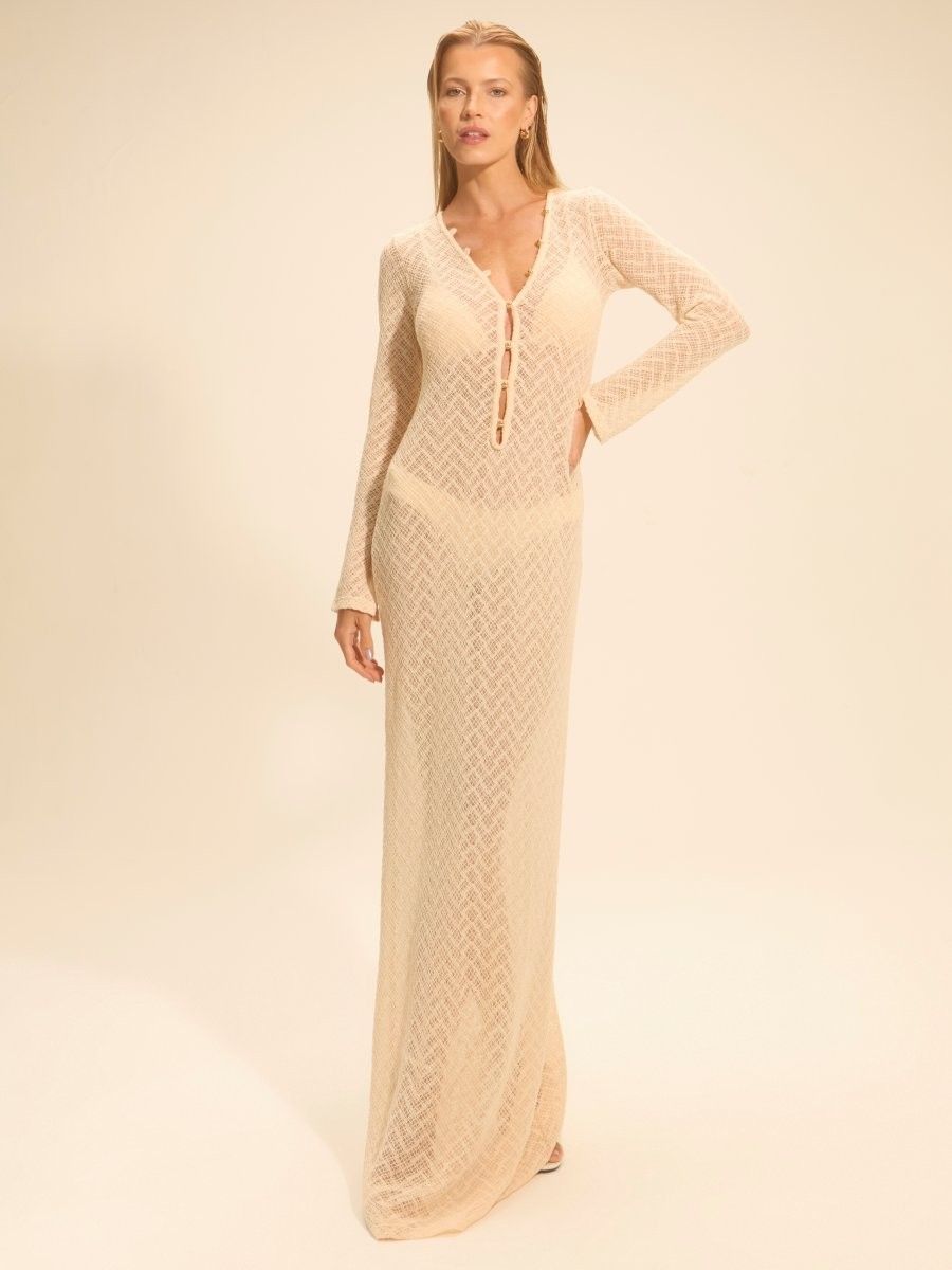 vestido longo crochet off white petra 17941 la sirene