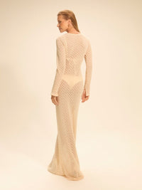 vestido longo crochet off white petra 17941 la sirene