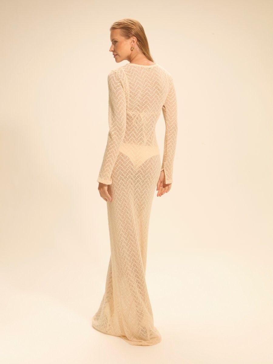 vestido longo crochet off white petra 17941 la sirene