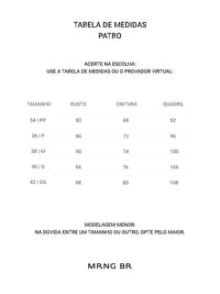 Tabela de medidas