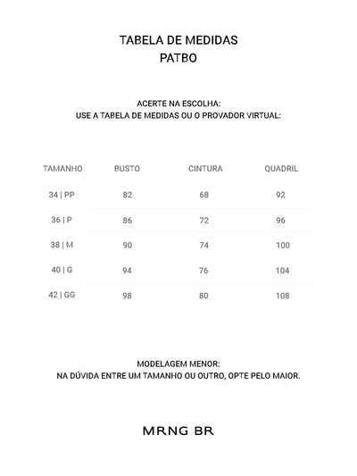 Tabela de medidas