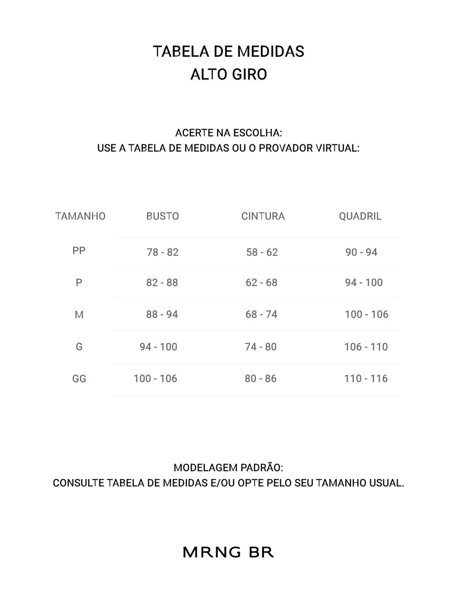Tabela de medidas
