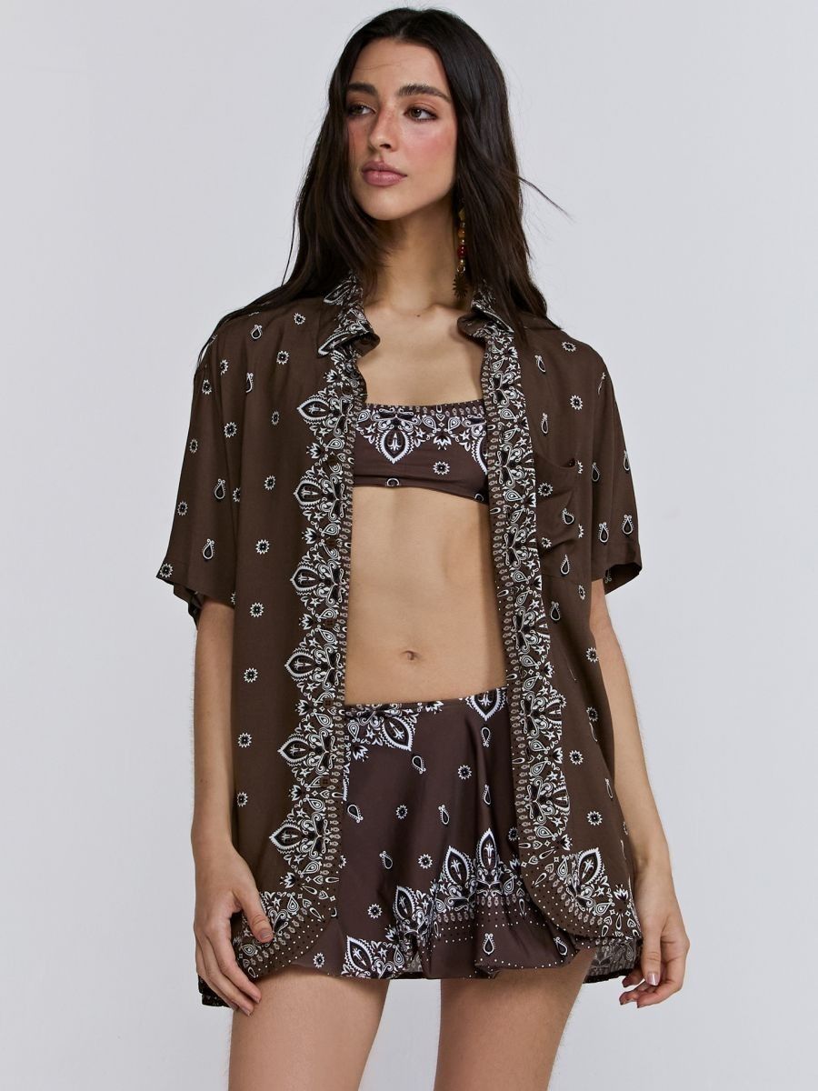 camisa e saia balonê bandana brown CM02 SA07 triya