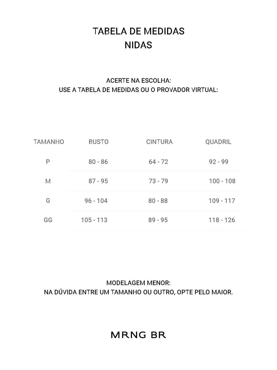 Tabela de medidas