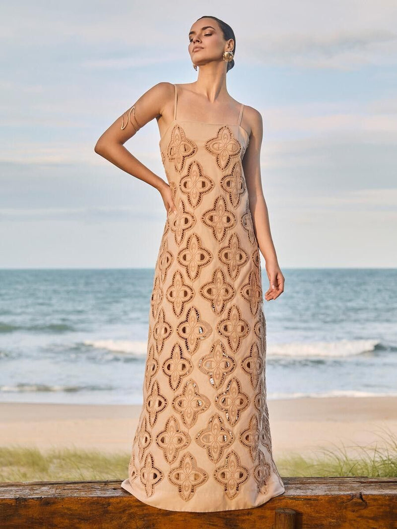 vestido longo guipir bege 6541600 r do sol