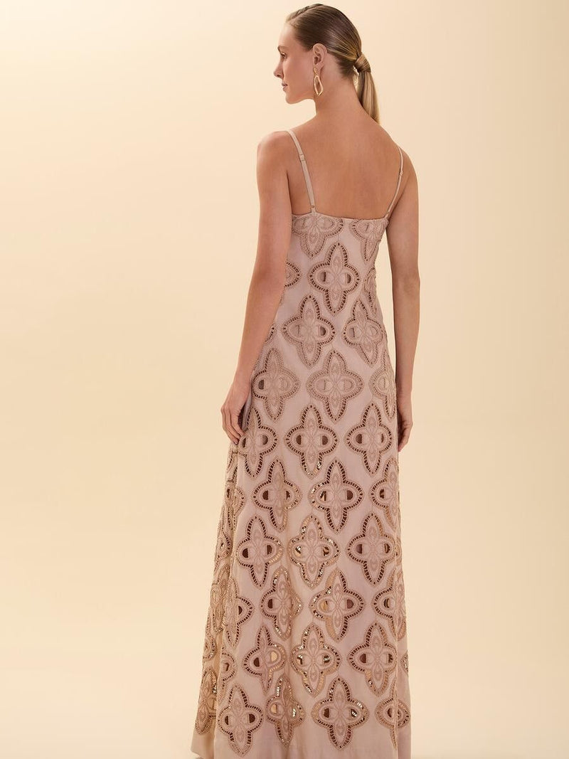 vestido longo guipir bege 6541600 r do sol