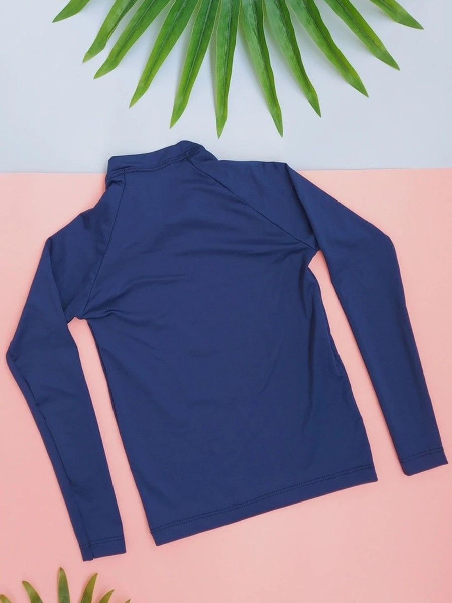 camiseta infantil proteção uv azul marinho MBCUI mer bleu