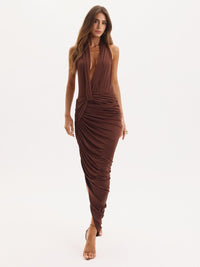 vestido longo marrom jessica 0984 oásis resortwear