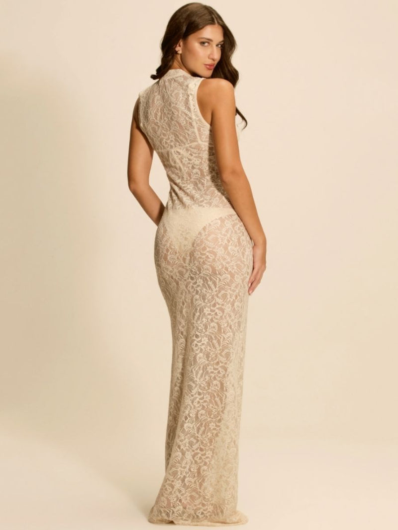 vestido longo renda off white bali 18152 la sirène
