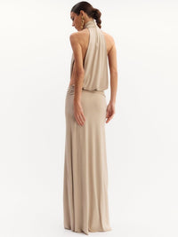 vestido longo bege clarrisa 0994 oásis resortwear