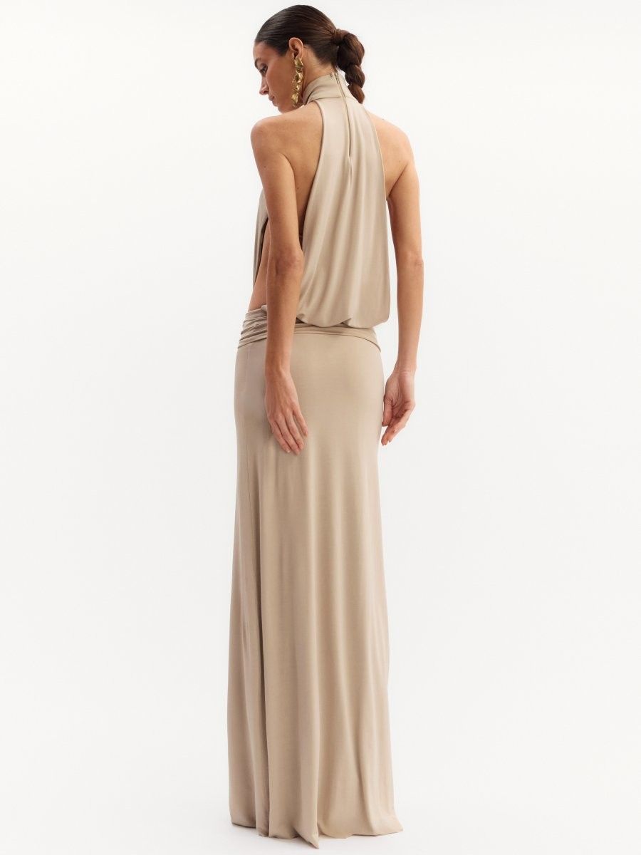 vestido longo bege clarrisa 0994 oásis resortwear