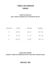 Tabela de medidas