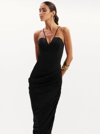 vestido longo preto zola 1007 oásis resortwear