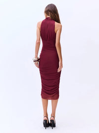 vestido midi tule bordô janine 0903 oásis resortwear