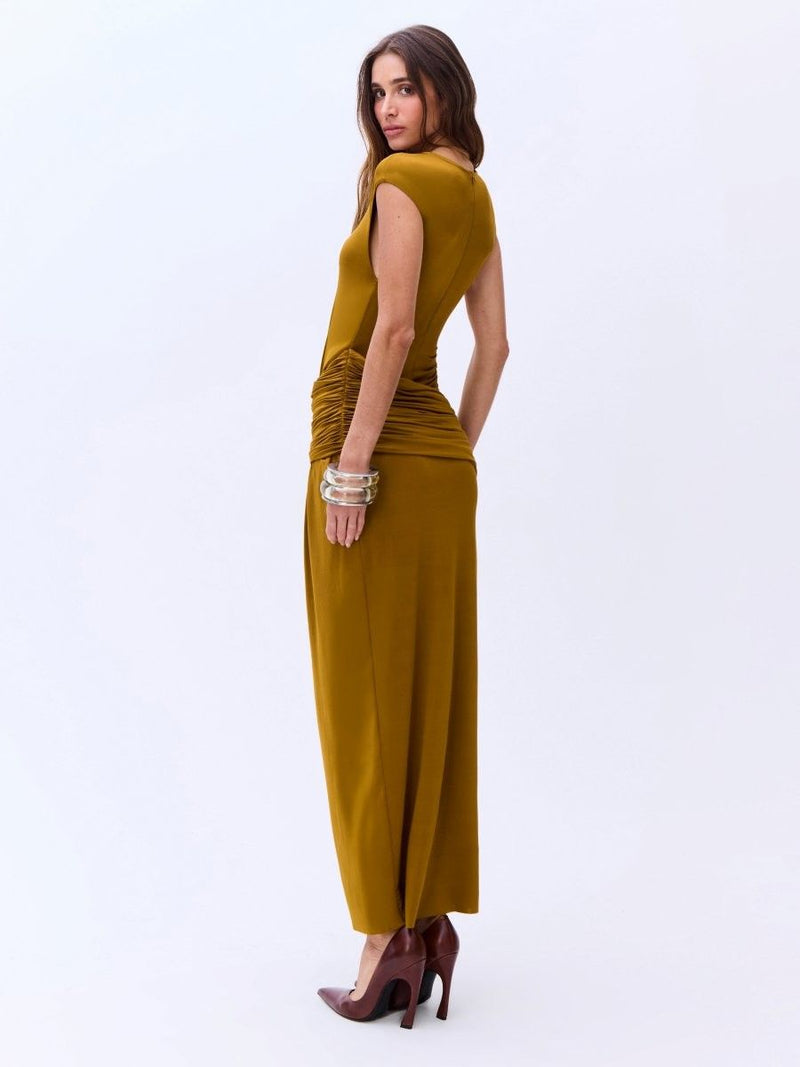 vestido longo marrom safira 0912 oásis resortwear