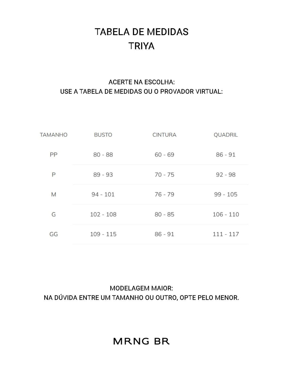 Tabela de medidas