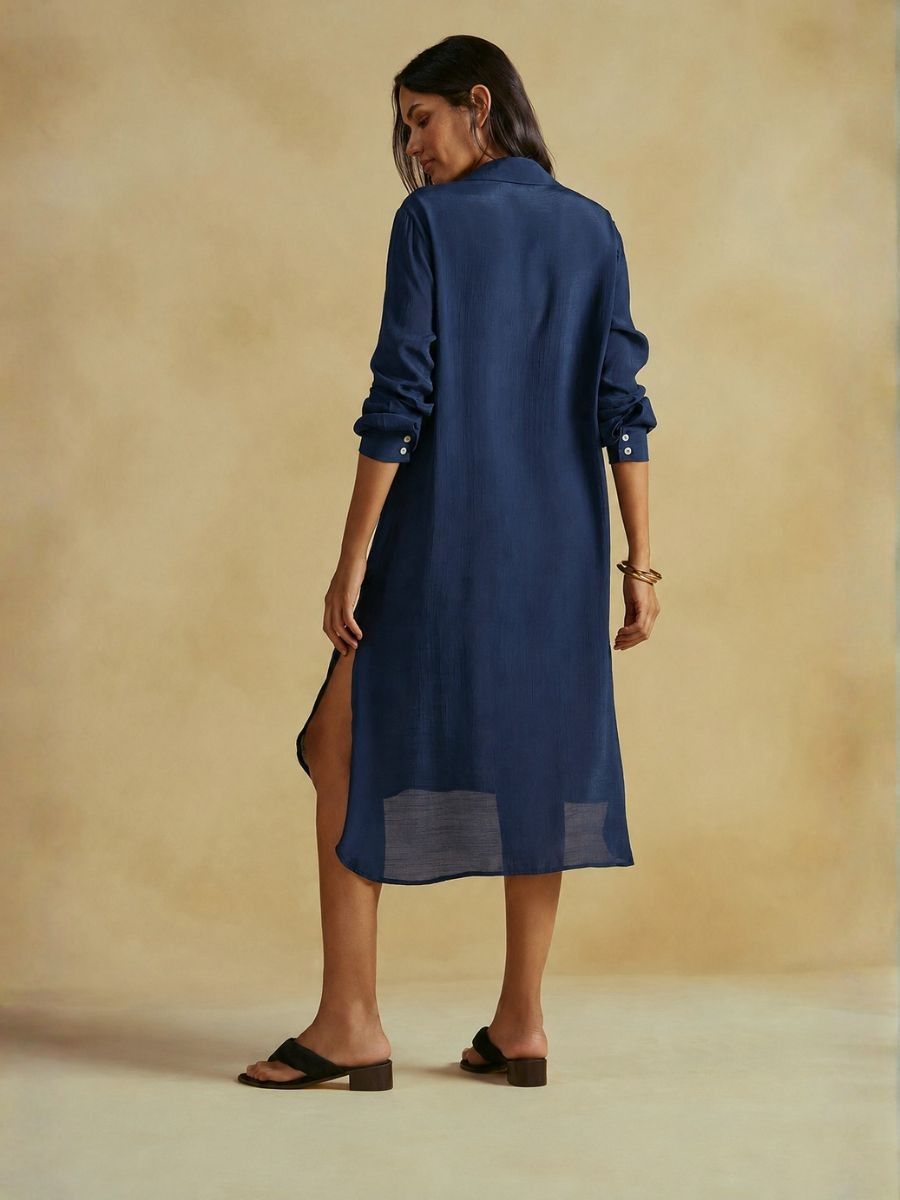 chemise longa azul marinho 20622 cia marítima