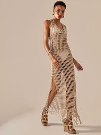 vestido longo trama bege S2702 empress