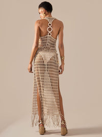vestido longo trama bege S2702 empress