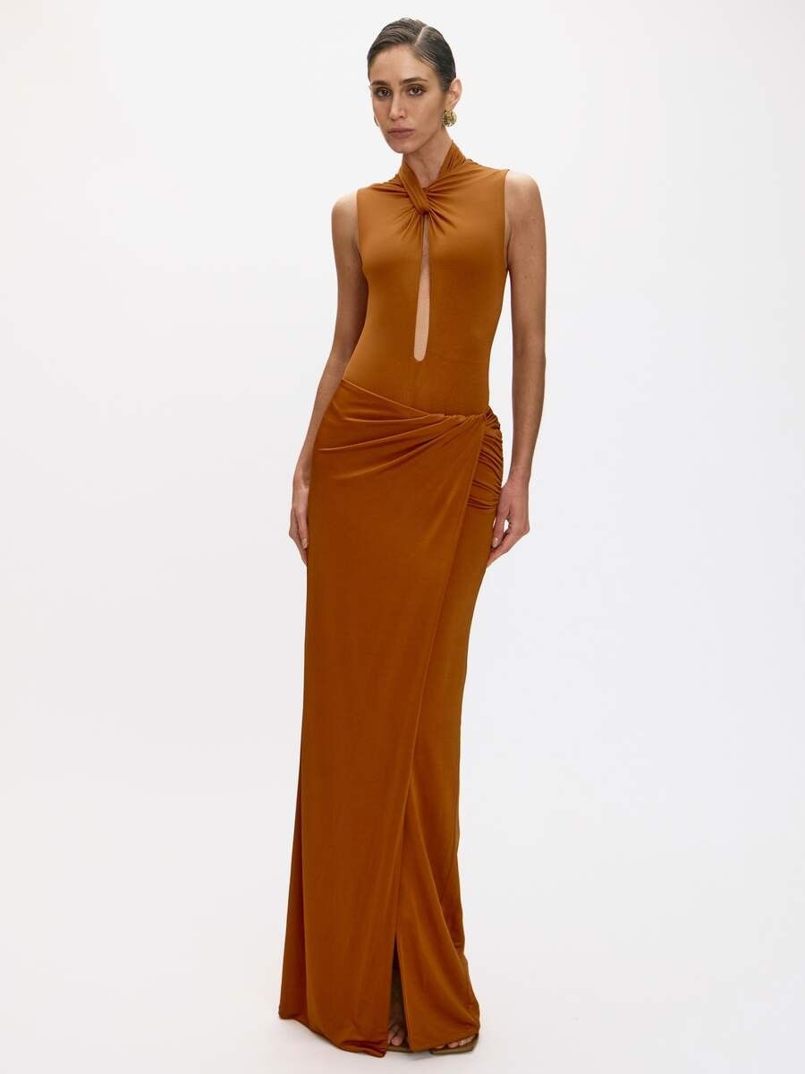 body e saia marrom jaclyn 0307 oásis resortwear