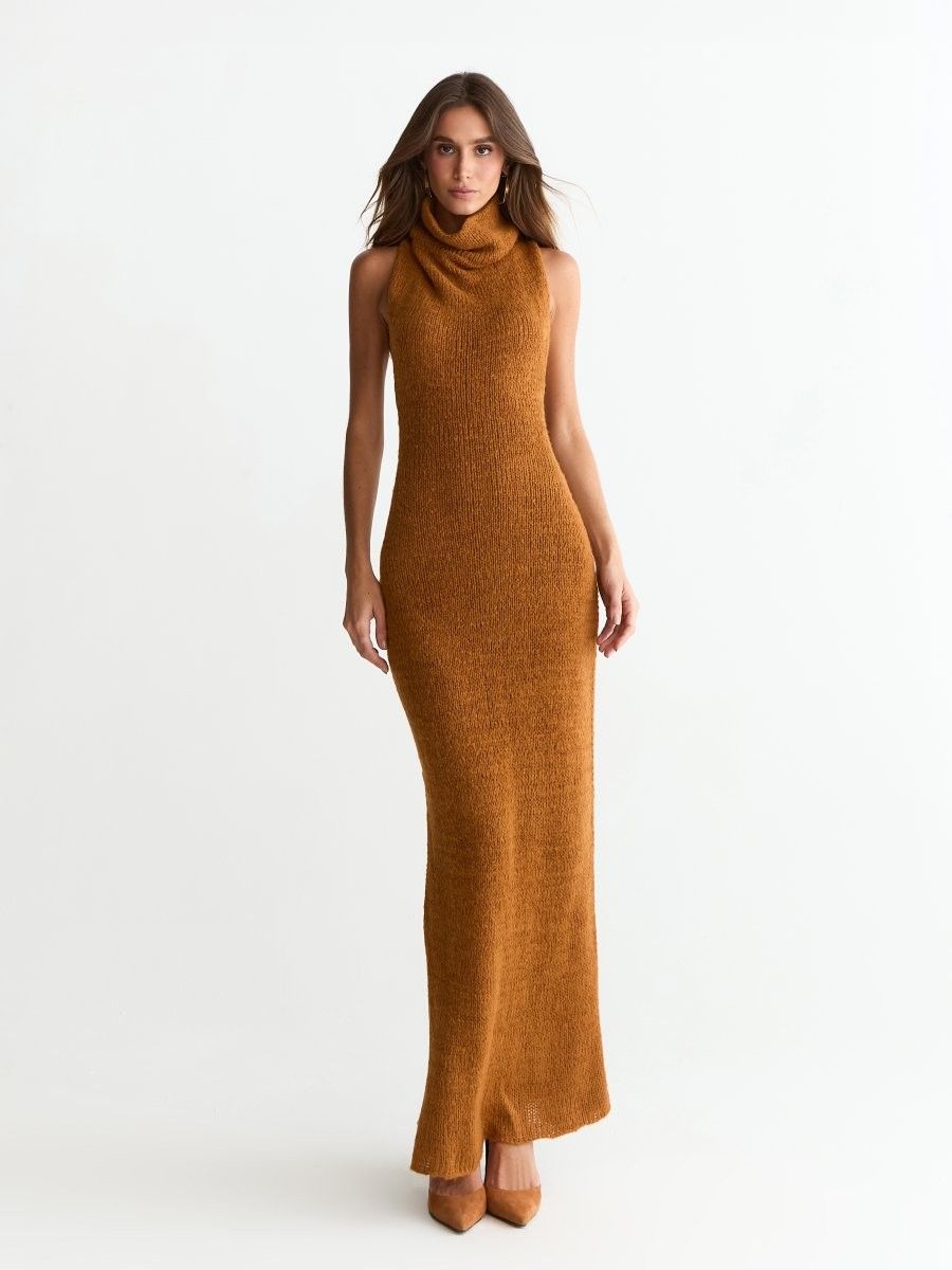 vestido tricot marrom camila 0934 oásis resortwear