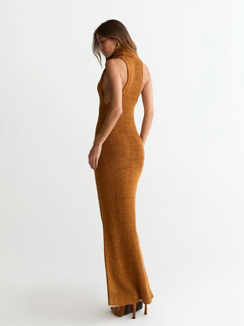 vestido tricot marrom camila 0934 oásis resortwear