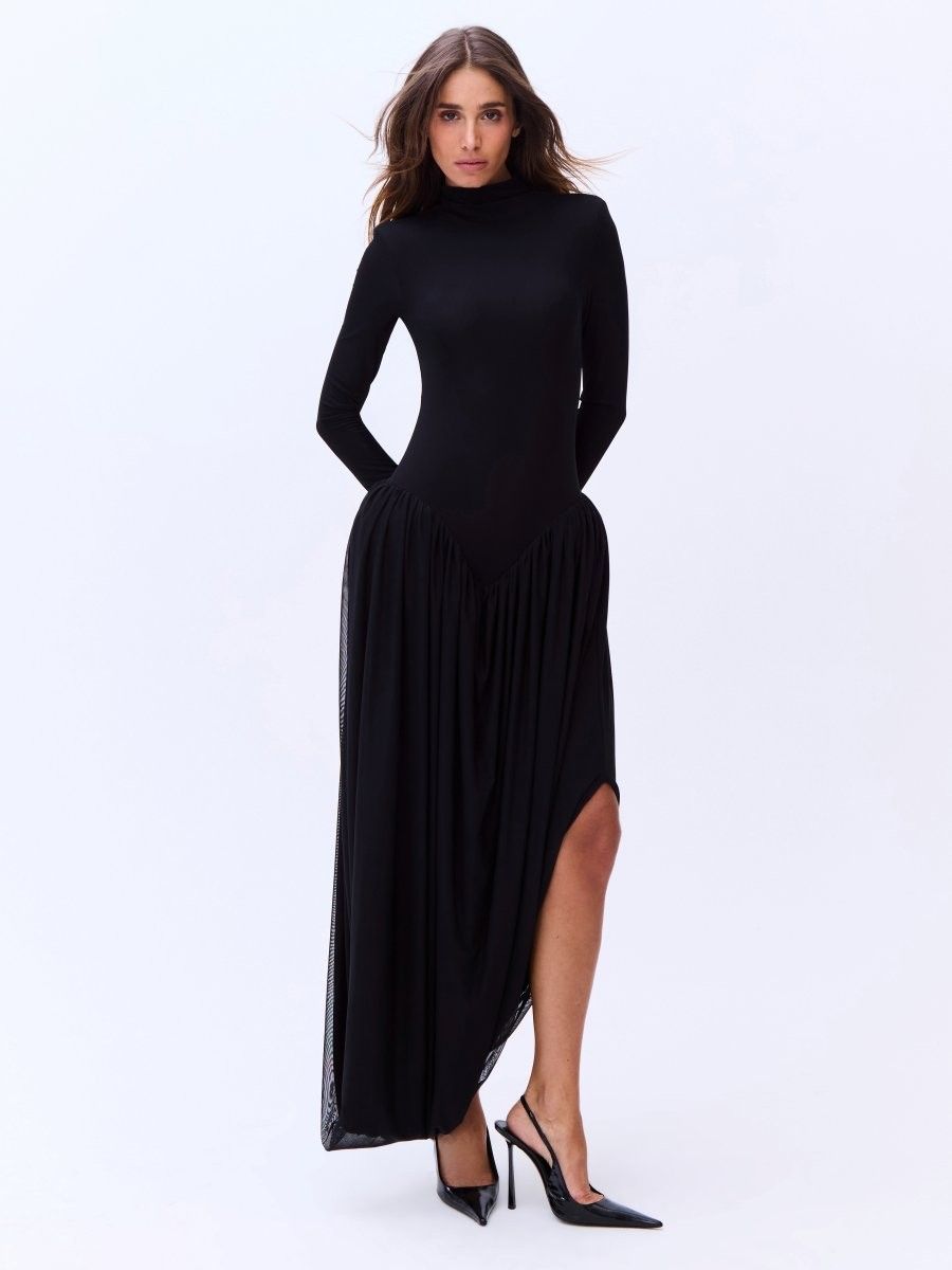 vestido longo tule preto hanna 0915 oásis resortwear