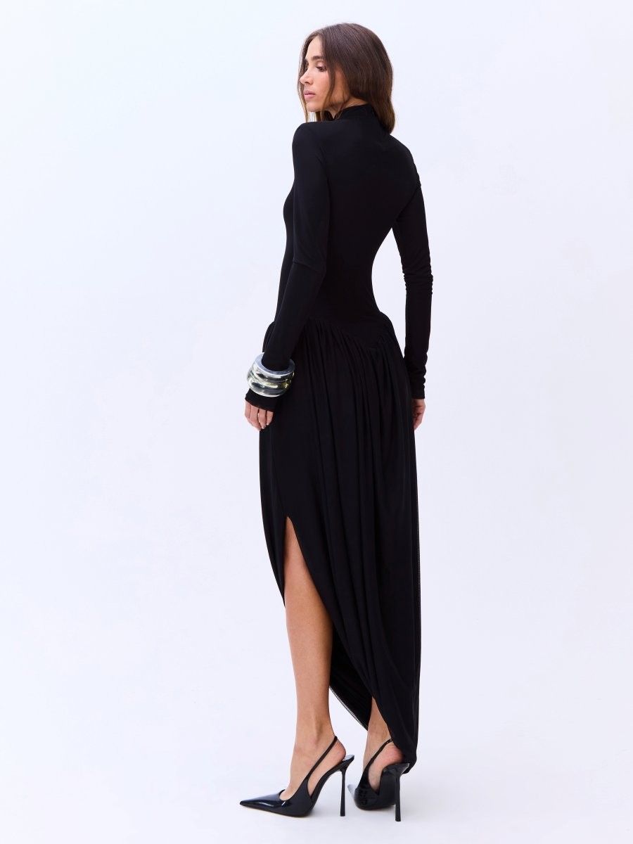 vestido longo tule preto hanna 0915 oásis resortwear