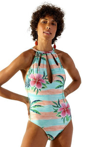 maio decotado gotas hibiscos levemente 011053 blueman