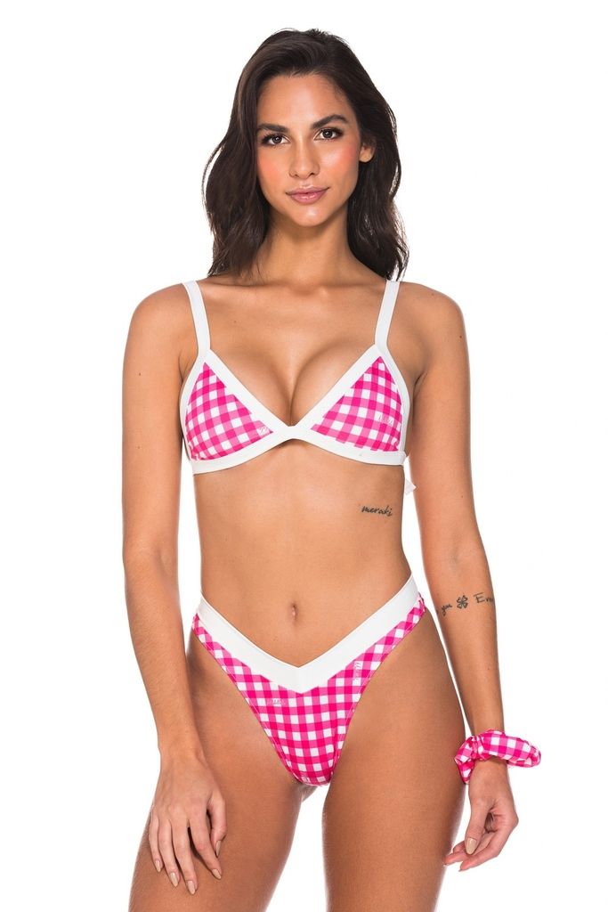 biquini triangulo rosa xadrez tina 21119 madallola