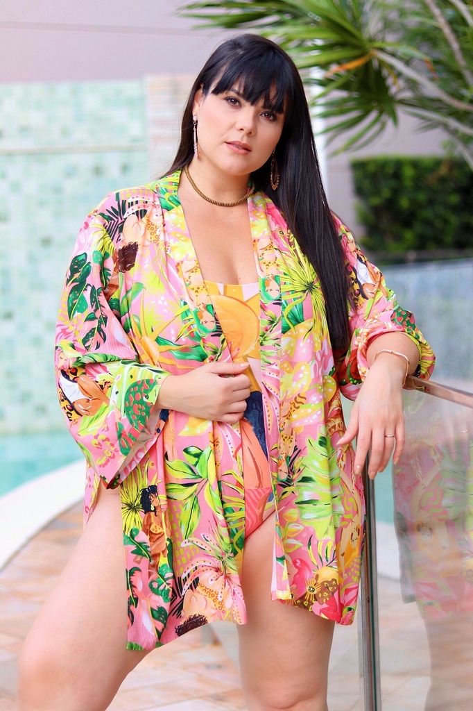 kimono viscose forest 1710 feline by preta gil