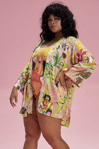 kimono viscose forest 1710 feline by preta gil