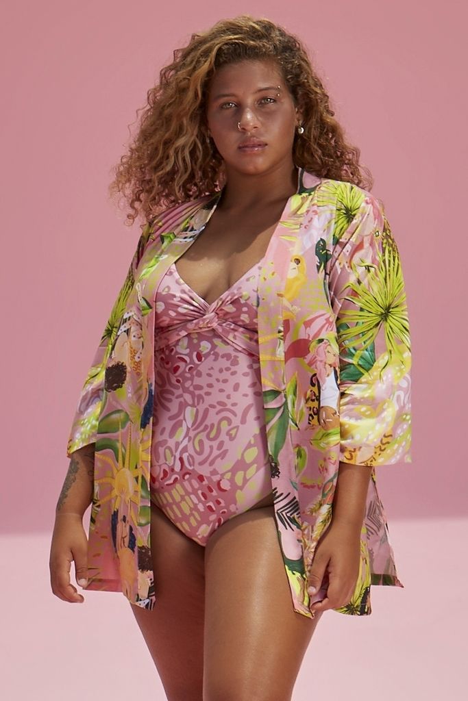 kimono viscose forest 1710 feline by preta gil