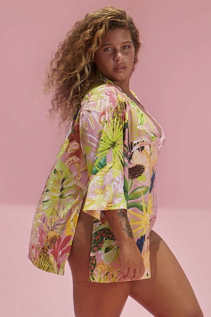 kimono viscose forest 1710 feline by preta gil