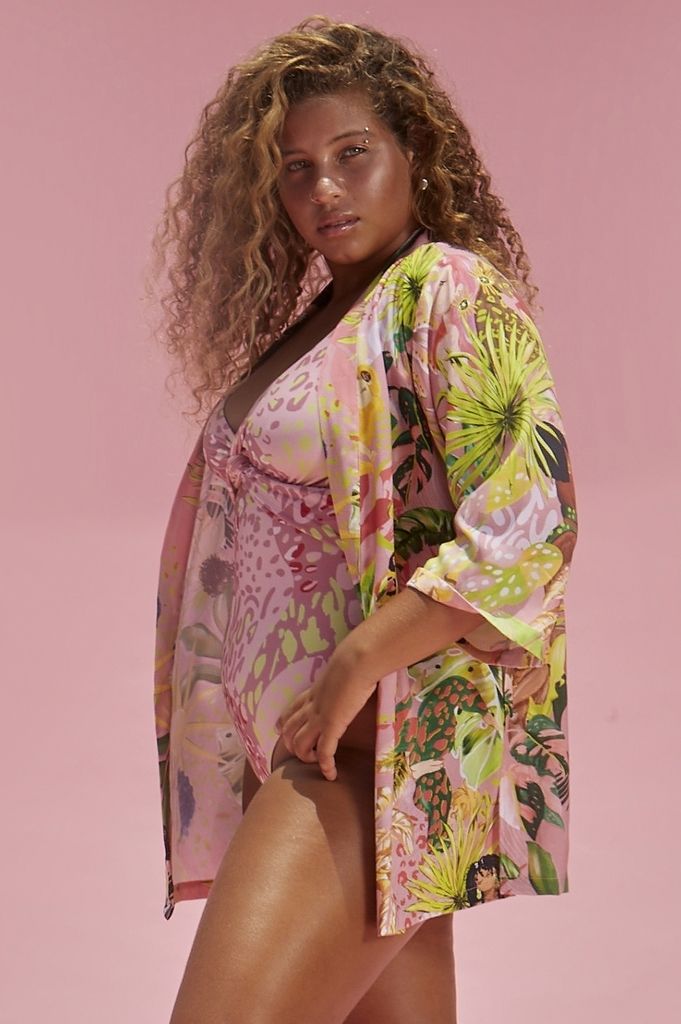 kimono viscose forest 1710 feline by preta gil