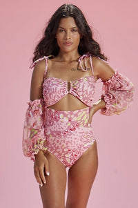 body cut out com mangas pink ounce 7170 feline by preta gil