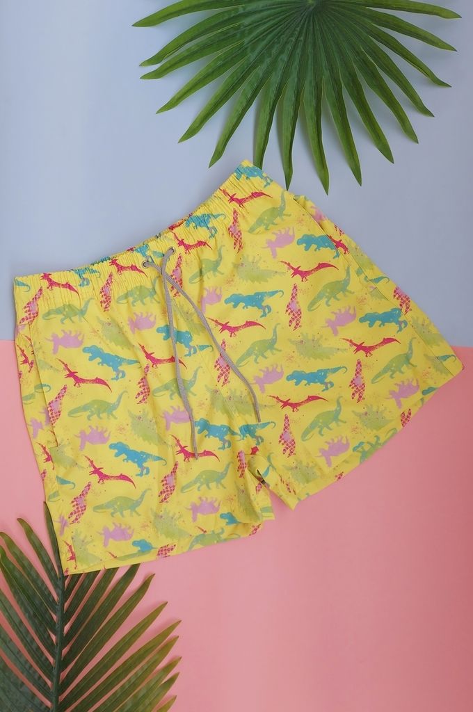 shorts masculino amarelo dinossauro 5059 mer bleu resort wear