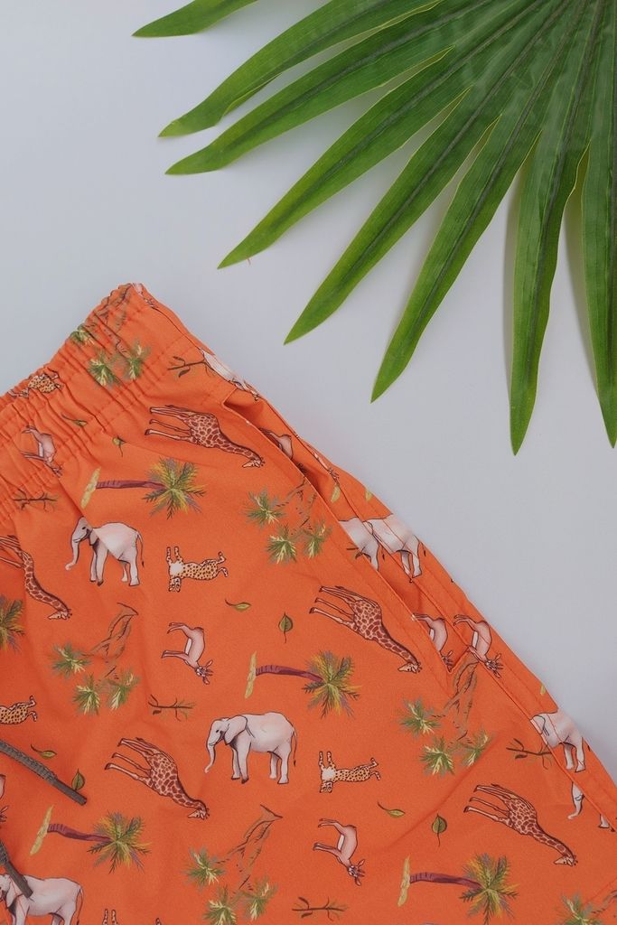 shorts masculino laranja animais 5069 mer bleu resort wear