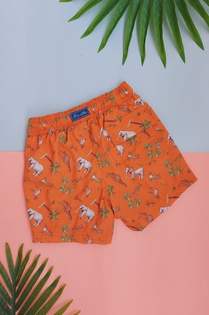 shorts infantil laranja animais 4069 mer bleu resort wear