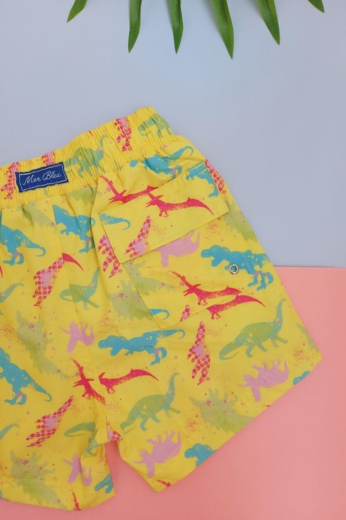 shorts infantil amarelo dinossauro 4059 mer bleu resort wear