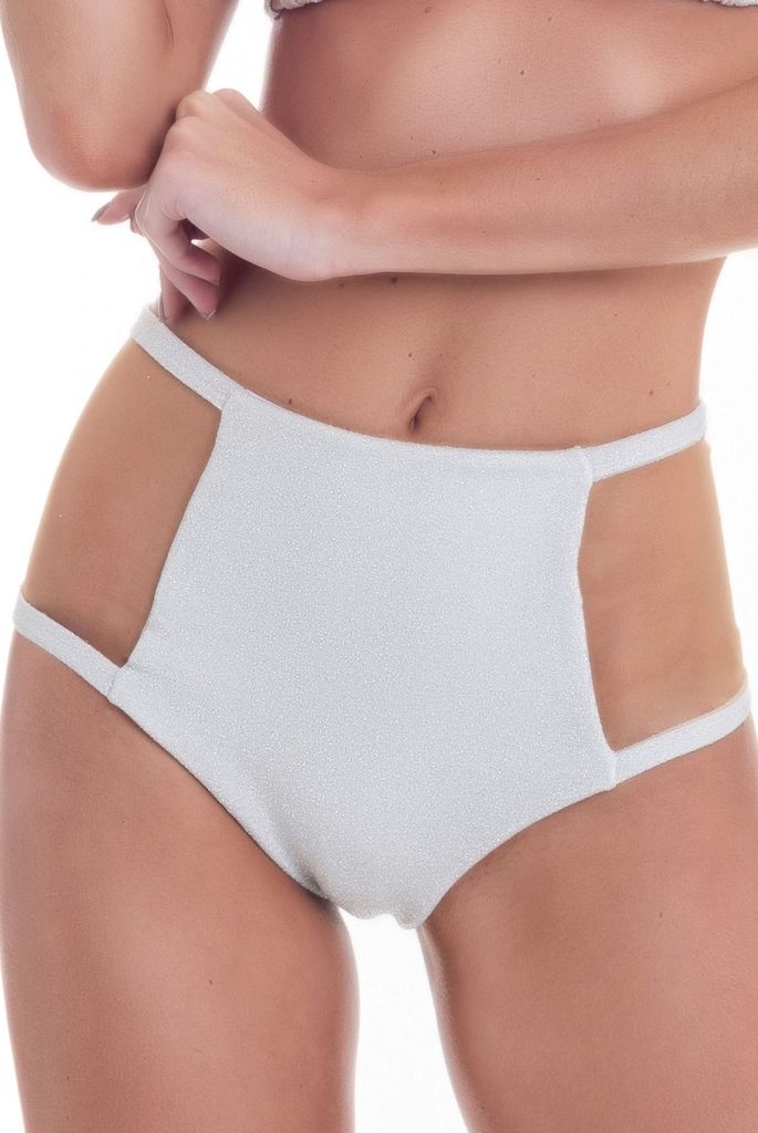 calcinha hot pants retro tule lurex prata 1037 sereia brasil