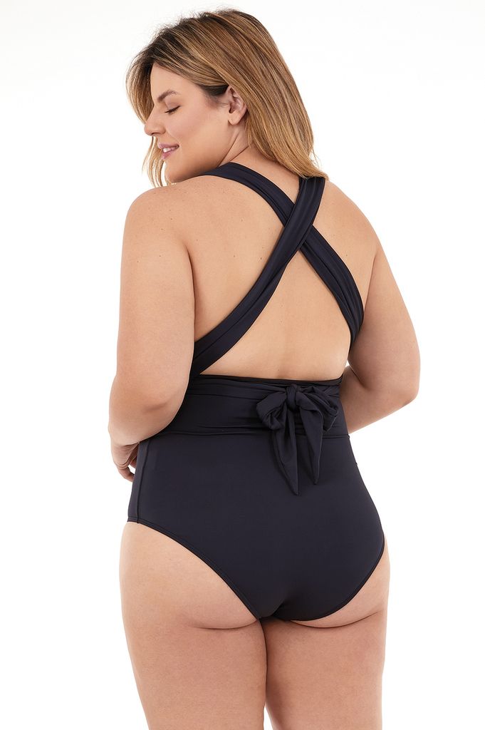 maiô plus size preto amarrações 2133204 new beach
