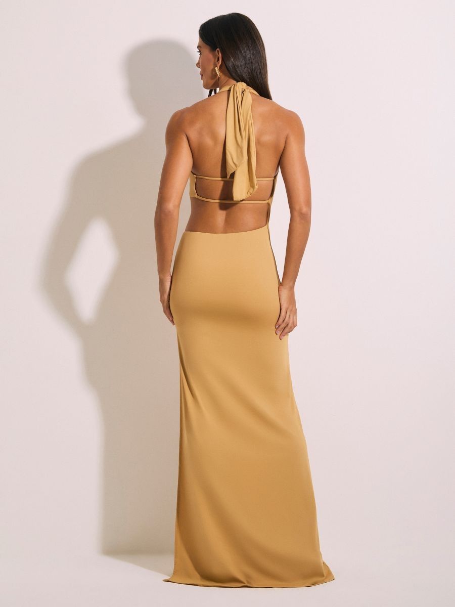 vestido longo fenda areia 6554700 r do sol