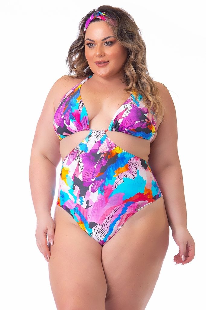 maiô plus size watercolor honolulu 12825 acqua rosa